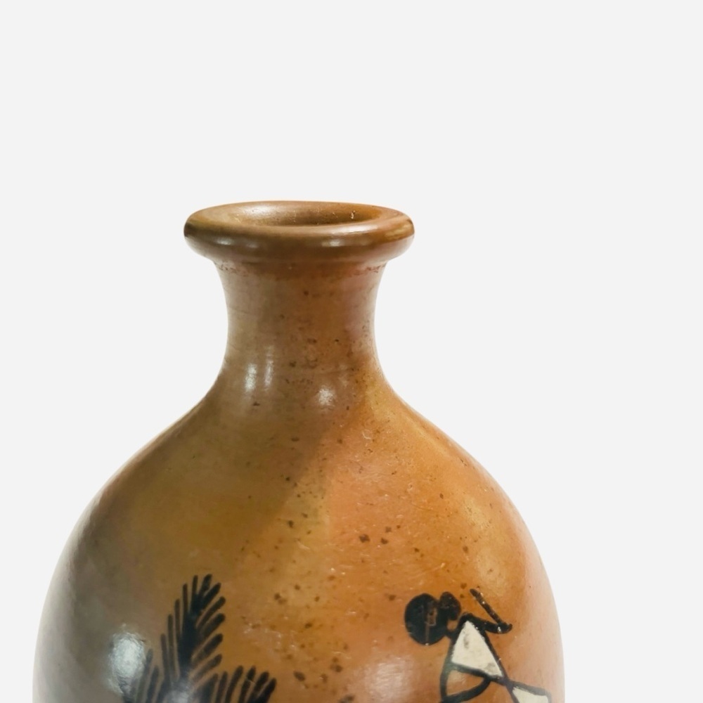 VTG African Tribal Pottery Vase Hand Painted Dancing Figures and Drum players - Picture 7 of 10